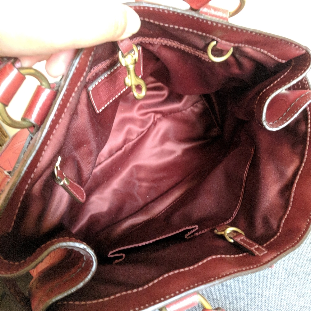 ๐ Coach Hampton Burgundy Perforated Leather Tote - Picture 7 of 8